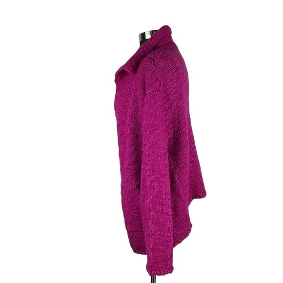 SIGRID OLSEN SO BLUE CHUNKY KNIT WOOL BLEND OPEN FRONT CARDIGAN SWEATER - Picture 5 of 13